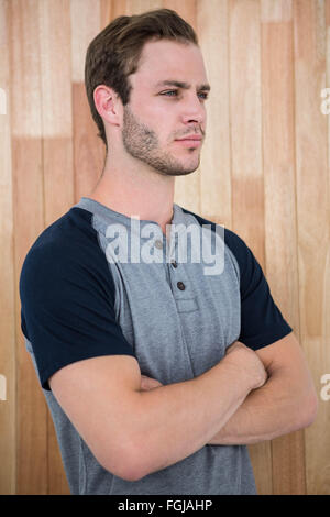 Handsome hipster with arms crossed Stock Photo