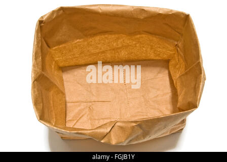 Open Empty Grocery Bag With Shadow Seen From Above Stock Photo