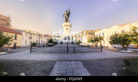 Hernan Cortes Square, Medellin, Spain. Panoramic shot Stock Photo