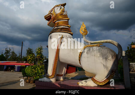 Singha at Chedi Buddhakhaya location at near Wat Wang Wiwekaram or Wat Mon, is a symbol of Sangkhlaburi on December 3, 2015 in K Stock Photo