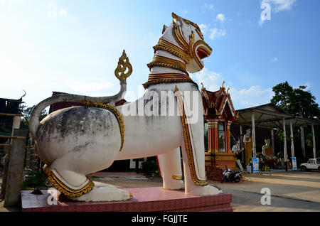 Singha at Chedi Buddhakhaya location at near Wat Wang Wiwekaram or Wat Mon, is a symbol of Sangkhlaburi on December 3, 2015 in K Stock Photo