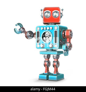 Retro robot. Isolated on white. Contains clipping path Stock Photo