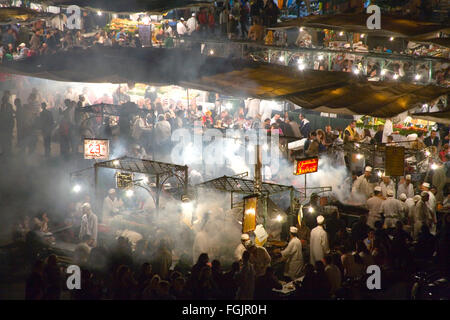 Eating out in Jemaa El Fna Square in Marrakech Morocco Stock Photo