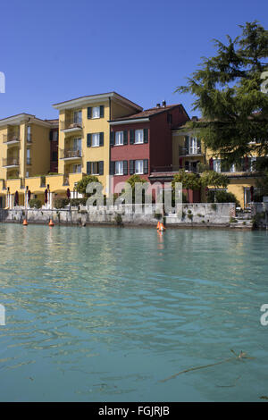 The harbour in Sirmione, lake Garda, just off the main square Stock Photo