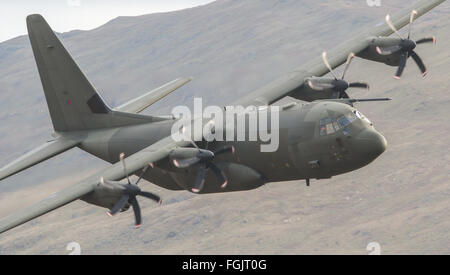 RAF Lockheed C-130 Hercules approaching the Mach Loop in North Wales
