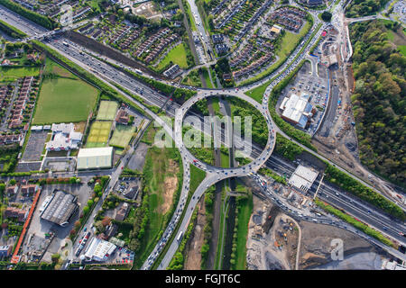 road infrastructure construction, aerial view M50 motorway junction dublin ireland Stock Photo