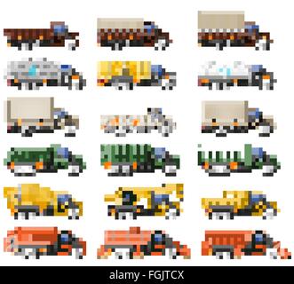 set icons trucks semi trailer vector illustration isolated on white background Stock Vector