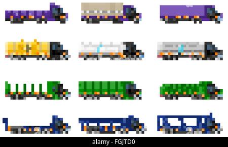 set icons trucks semi trailer vector illustration isolated on white background Stock Vector
