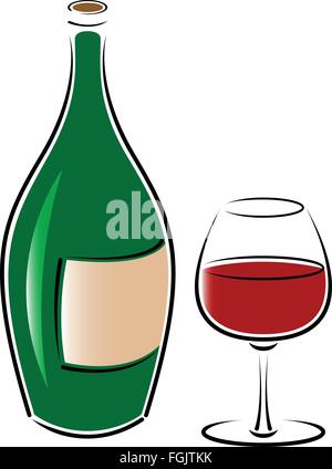 Bottle and wineglass. Stock Vector