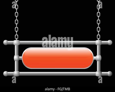 Metal signboard hanging on the chains. Stock Vector