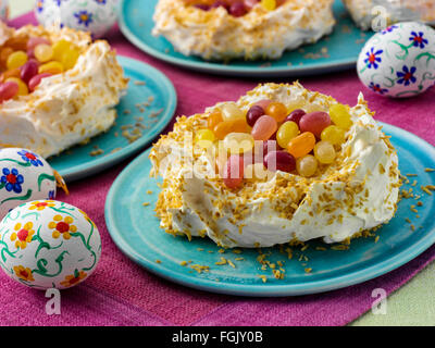 Coconut meringue nests Stock Photo