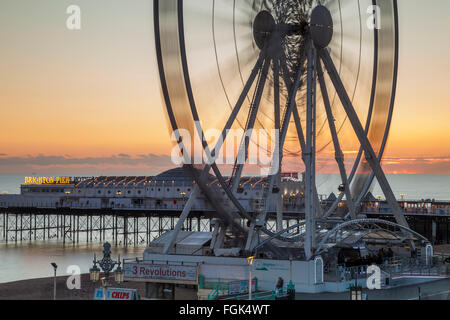 Winter sunset on Brighton seafront, East Sussex, England. Stock Photo