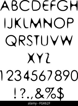 Hand crafted retro font alphabet  scratch gothic with warm of the human hand. Set of caps letters. Stock Vector