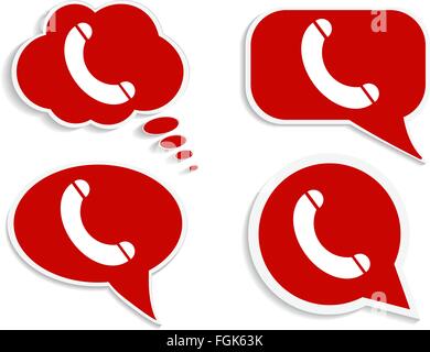 Phone on red word bubble speech, busy line isolated on white Stock Vector