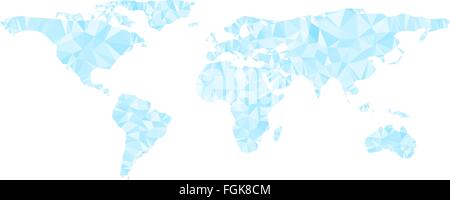 Modern blue digital world map concept illustration with futuristic ...