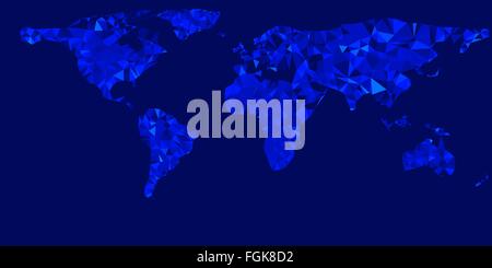 Vector world map illustration with glowing blue triangles  eps 10 vector illustration Stock Vector