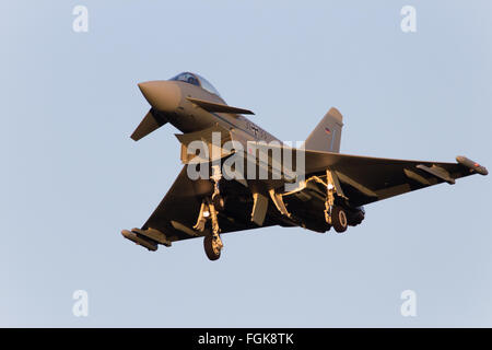 German Air Force Eurofighter Typhoon multirole fighter jet from Tactical Wing 31 landing on it