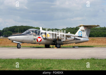 Austrian Air Force SAAB 105 airplane on display at the Royal Netherlands Air Force Days. Stock Photo