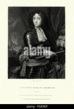 Portrait of James Scott, 1st Duke of Monmouth 1649 to 1685, an English nobleman. Originally called James Crofts or James Fitzroy Stock Photo