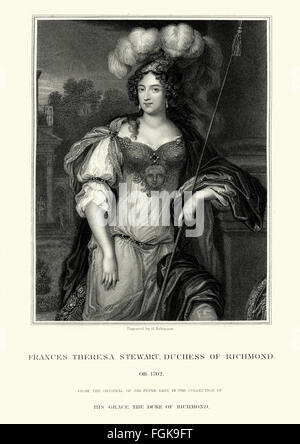 Portrait of Frances Stewart, Duchess of Richmond 1647 to 1702 a prominent member of the Court of the Restoration and famous for Stock Photo