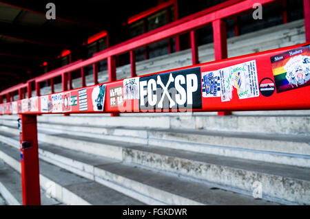 Crowd barriers at Broadhurst Park, FC United of Manchester's ground development, Moston. Stock Photo