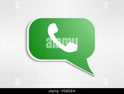 Green phone handset in speech bubble icon. Stock Vector