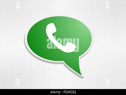 Green phone handset in speech bubble icon. Stock Vector