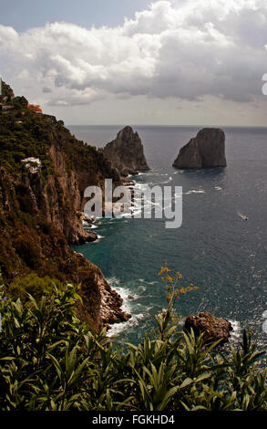 Faraglioni di Mezzo, Capri island - Italy Stock Photo