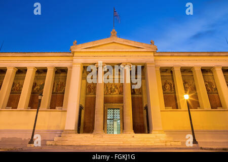 Athens - The building of National and Kapodistrian University of Athens at dusk Stock Photo