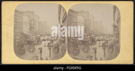 Broadway on a rainy day, by Notman, William, 1826-1891 Stock Photo