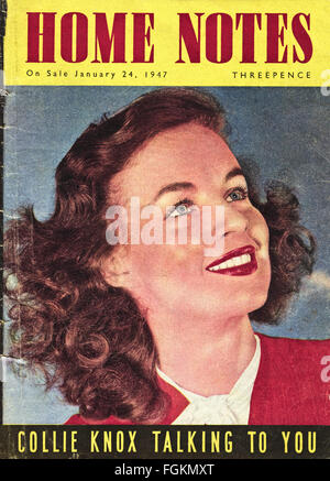 Original vintage magazine cover from 1940s. Home Notes magazine cover dated 24th January 1947 for women. Stock Photo