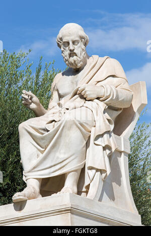 Athens - The statue of Plato in front of National Academy building by the Italian sculptor Piccarelli (from 19. cent.) Stock Photo