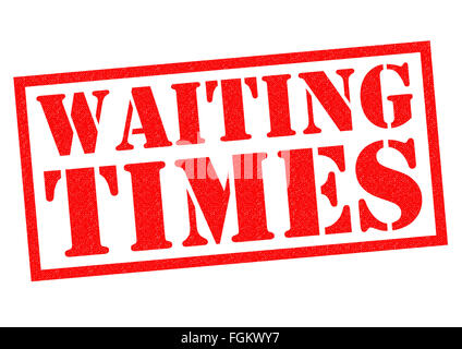 WAITING TIMES red Rubber Stamp over a white background. Stock Photo