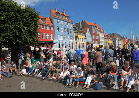 Jazz in Nyhavn during the Copenhagen Festival. The Orion Brass Band Stock Photo