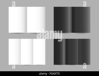 Vector simple folded paper leaflets in black and white color Stock Photo