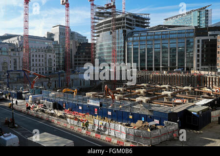 New Goldman Sachs headquarters construction site near Holborn Viaduct 70 Farringdon Street & 66 Shoe Lane building in distance London UK  KATHY DEWITT Stock Photo