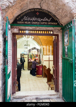 Entrance to the Queen Helen Church Coptic Orthodox in Old Jerusalem Stock Photo