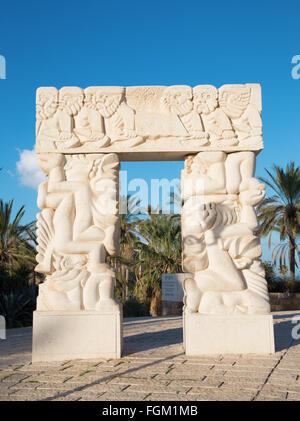 TEL AVIV, ISRAEL - MARCH 2, 2015: The modern contemporary sculpture 'Statue of Faith', by Daniel Kafri, 20th century. Stock Photo