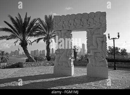 TEL AVIV, ISRAEL - MARCH 2, 2015: The modern contemporary sculpture 'Statue of Faith', by Daniel Kafri, 20th century. Stock Photo