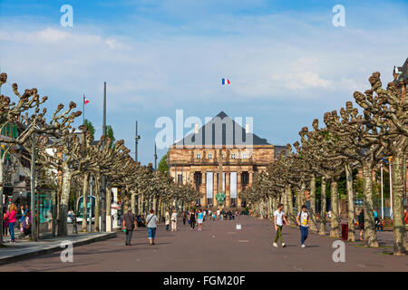 People walk on Place Broglie, one of the main squares of the city of Strasbourg, France Stock Photo