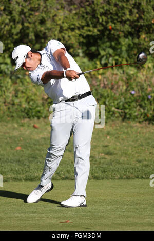 Pacific Palisades, CA, USA. 19th Feb, 2016. February 19, 2016: Hideki Matsuyama during the second round of the Northern Trust Open, Pacific Palisades, CA. Michael Zito/ESW/CSM/Alamy Live News