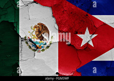 flags of Mexico and Cuba painted on cracked wall Stock Photo - Alamy