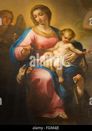 ROME, ITALY - MARCH 27, 2015: The painting of  Madonna della Rosa by  Avanzino Nucci (c. 1552–1629) in Basilica di Sant Agostino Stock Photo