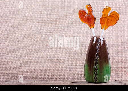 candy lollipop on a brown background Stock Photo