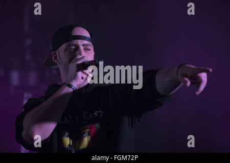 Calgary, Alberta, Canada. 20th Feb, 2016. East Coast rapper Classified proud to be in Calgary to perform his ode, Work Away, which is one of 16 tracks on his latest album. He also noted during the concert how being a Juno Award Nominee in 2016 has changed his life. © Baden Roth/ZUMA Wire/Alamy Live News Stock Photo