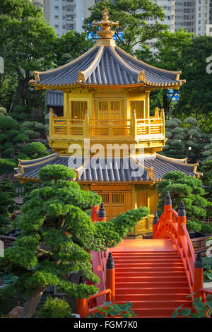Pagoda in Nan Lian Garden at Chi Lin Nunnery, Diamond Hill, Kowloon, Hong Kong Stock Photo