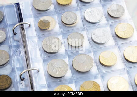 Collection of different coins, old coins from all around Europe, money collection. Stock Photo