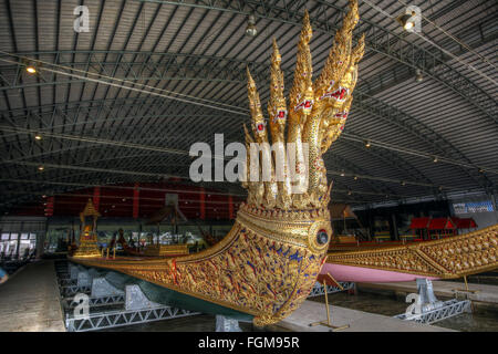 Dragon boat, Anantanaharaj Royal Barge of King Rama VI, Royal Barges National Museum, Bangkok, Thailand Stock Photo