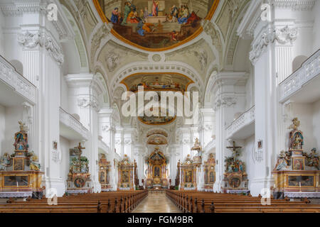 Interior of the monastery church of St. Verena, Rot an der Rot Abbey, Rot an der Rot, Upper Swabia, Swabia, Baden-Württemberg Stock Photo