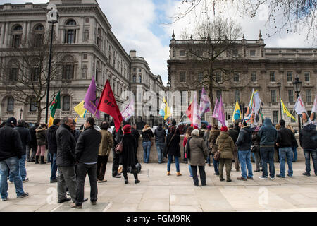 Kurdish people protest outside the Downing Street, London, UK. 10th February, 2016. Stock Photo